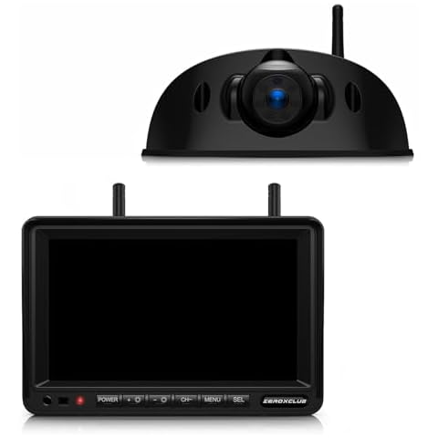 ZEROXCLUB 1080P 7" Wireless RV Backup Camera System, Compatible with Furrion Pre-Wired RV Truck Trailer, DVR Monitor & IR Night Vision Rear View Camera, IP69K Waterproof, Adjustable Parking lines, BW7 Cover