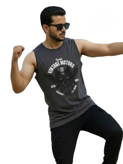 Image of Rigo Stylish Cotton Printed Vest for Men | Round Neck,Regular Fit, Sleeveless T-Shirt Vest for Men | Casual Innerwear Sando for Men & Boys - Perfect for Workouts Gym, Vacations, and Beaches