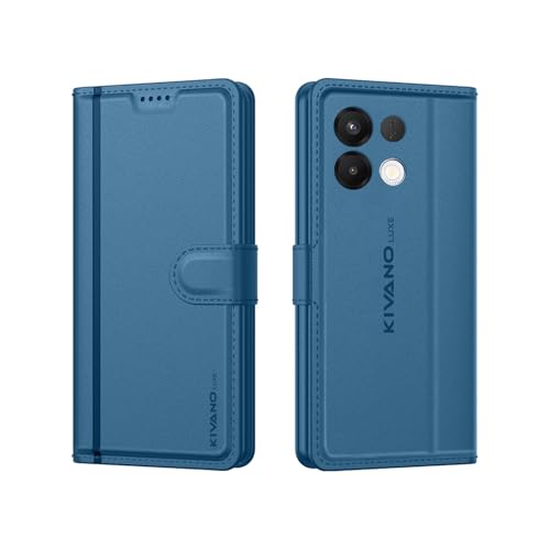 Image of KIVANO LUXE Compatible for Oppo K13 5G Luxury Handmade Leather Magnetic Flip Folio Case | Card Holder & Kickstand | Slim Protective Cover | Unisex - Blue