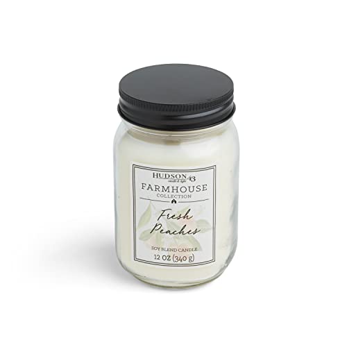 Mason Jar Candle Farmhouse Decor | Fall Scented Candle With Natural Soy Wax Blend | Long Lasting Aromatherapy Candle For Home Fragrance | Rustic Peach Candle Jar With Lid, 12 Oz #TOP7
