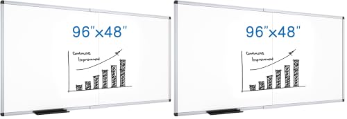Image of VIZ-PRO Large Magnetic Dry Erase Whiteboard, 96 x 48 Inches, Foldable (Pack of 2)