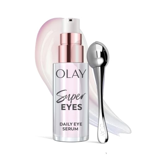 OLAY Super Eyes Daily Eye Serum for Dark Circles and Puffy Eyes 13.5 ml - with A Super Depuff Eye Roller - Vitamin C Caffeine Aloe Vera Niacinamide & Collagen Peptide Fragrance-Free