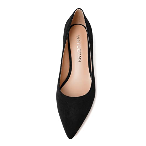 WAYDERNS Womens Wedding Pointed Toe Suede Dress Solid Slip On Kitten Low Heel Pumps Shoes 1.5 Inch3