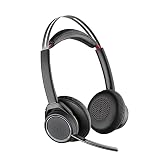 Plantronics - Voyager Focus UC avec station de charge (Poly) - Casque Bluetooth à deux écouteurs (Stéréo) avec micro tige - USB-A Compatible avec PC/Mac - Suppression de bruit active - Teams, Zoom