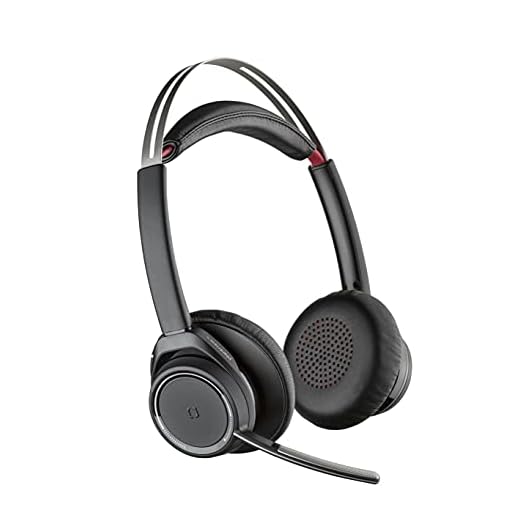 Plantronics - Voyager Focus UC avec station de charge (Poly) - Casque Bluetooth à deux écouteurs (Stéréo) avec micro tige - USB-A Compatible avec PC/Mac - Suppression de bruit active - Teams, Zoom
