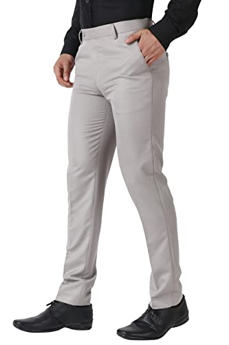 Image of MALENO Men's Slub Effect Solid Trouser | Classic Slim Fit Formal Trousers for Men | Slim Fit Trousers for Men