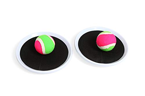 UpgradeWith Toss and Catch Ball Set Velcro Catch Ball Set I toss and Catch I Outdoor Catch Game Paddle Catch and toss for Kids and Family I Quality Material Velcro Ball Game I 2 Paddles and 2 Balls