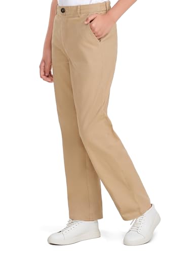KEREDA Boys School Uniform Pants Flat Front Dress Pants Twill Pull on Adjustable Waist Pant3