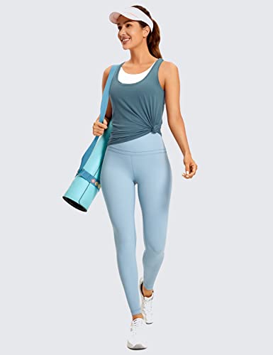 Crz Yoga Women's Racerback Workout Tank Tops Loose Fit - Soft Pima Cotton Athletic Yoga Shirts Lightweight Slate Blue Small #TOP4