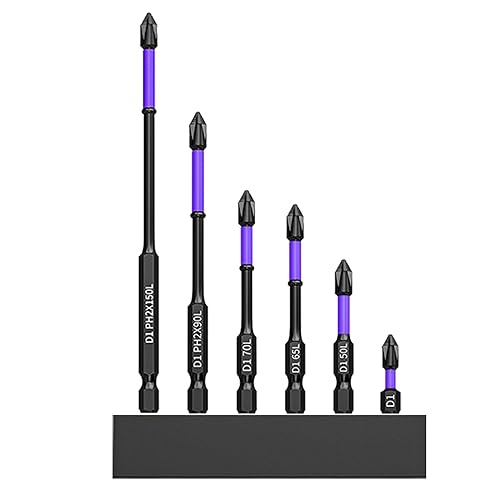 6PCS D1 Anti-Slip and Shock-Proof Bits with Phillips Screwdriver Bits, Magnetic Screwdriver Bit Set, Impact Screwdriver Driver Bits Set, Impact Driver Bit Set for Power Screwdriver Impact Drill