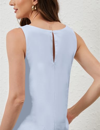 Image of OLAPTA Women Sleeveless Summer Mini Tank Dress Tie Up Loose Fit Sundress Scoop Neck Casual Trendy Short Dresses with Pockets