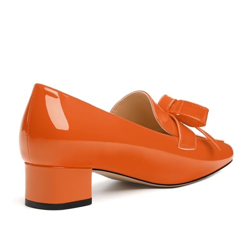 Image of Womens Loafer with Heel, Comfortable Chunky Heels for Women, Loafers Shoes with Bowknot Womens Bunion Dress Shoes
