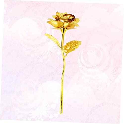 Rose artificielle plaquée or avec tige en polyéthylène dorée - 4
