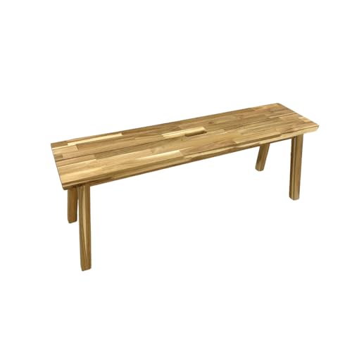ARROWSTONE Bench 100% Solid Acacia Wood, Backless, Wax Galvanized Finish, Easy Assembly, End Table Wooden Bench Furniture for Plant, Dining Room, Entryway, Indoor (47 inches)
