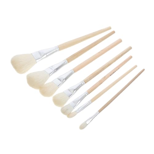 LALAFINA 7 Piezas Pinceles de Lana para Reutilizables Suaves y Resistentes para Arte Cerámica Acuarela y Aplicación de Pegamento con Cerdas Firmes Antidesprendimiento para Múltiple