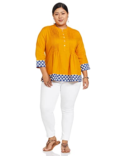 Image of Amazon Brand - Myx Women Cotton Regular Fit Casual Kurti (Available in Plus Sizes)