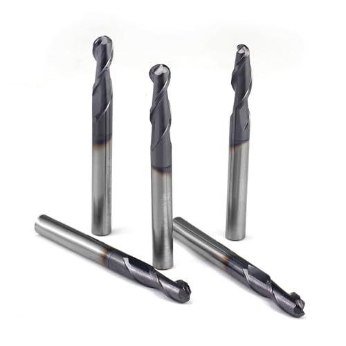 Image of Ball Nose End Mills JESTUOUS Carbide Spiral Router Bits 2 Flute 1 /4 inch Shank Dia. 3 /4 inch Flute Length for Milling Metal Steels,5 Pieces