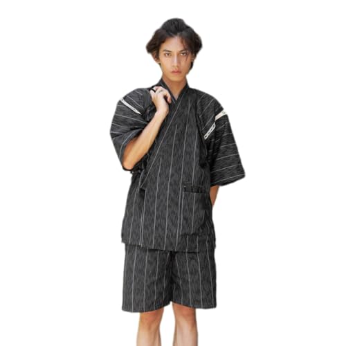 [TYYRBMG] 甚平 メンズ しじら織り 上下セット 和風 浴衣 綿 半袖 パンツ 紳士 和服 男性 甚兵衛 夏 涼しい 通気性 吸汗速乾 カジュアル 大きいサイズ プレゼント 父の日 ホテル 温泉 花火大会
