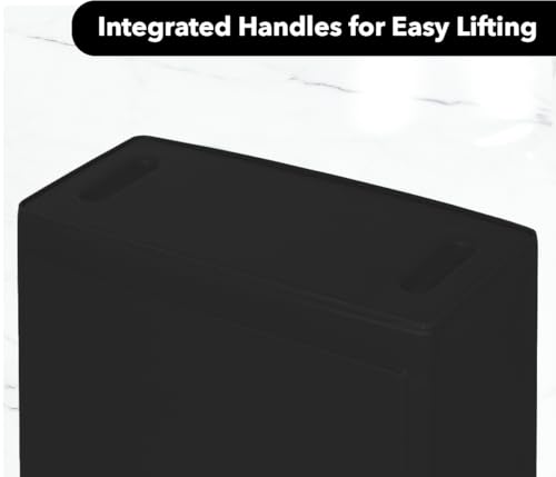 Image of 23 Gallon Slim Rectangular Garbage Can with Lid + Wheels - Black