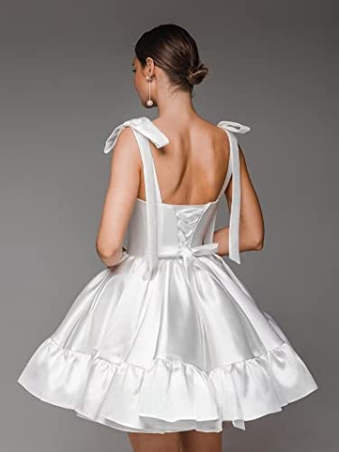 Spaghetti Strap Sweetheart Homecoming Dresses A Line Prom Dress Short Mini Prom Formal Evening Ball Gowns Party Gown White US082