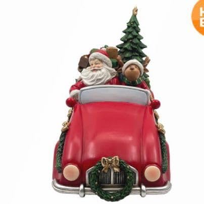 Amazon.co.jp: クリスマス 置き物 車サンタトナカイクラシックカー赤