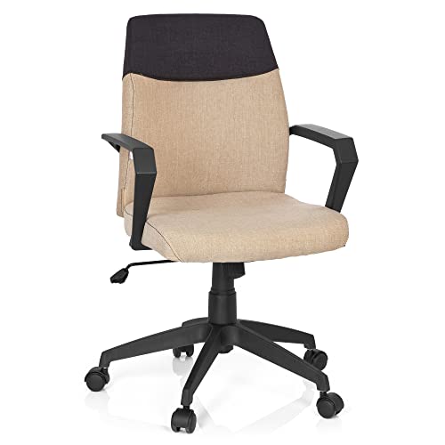 hjh OFFICE 723012 Chaise de Bureau, siège pivotant Royal Gris/Beige moucheté, avec accoudoirs, Dossier Moyen au Design Bicolore, Design Moderne, Assise réglable en Hauteur, mécanisme de basculement