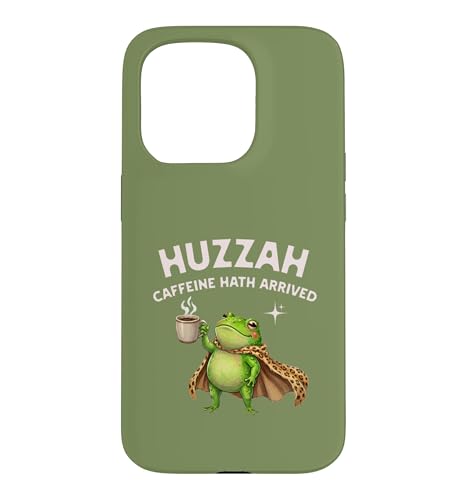 Huzzah Caffeine Hath Arrived Frog Coffee Lover �t�@���^�W�[T�V���c �X�}�z�P�[�X iPhone 15 Pro �p