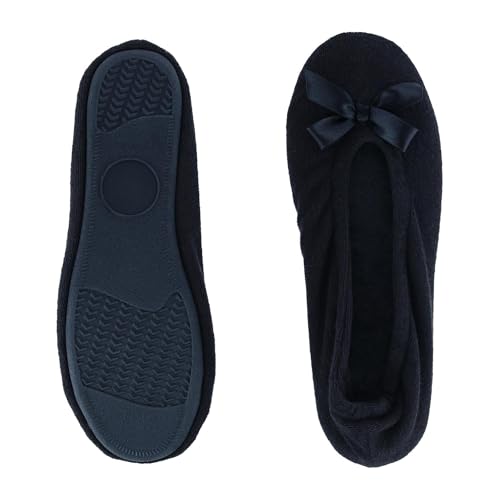 CTM Women's Terry Ballerina Slipper House Shoe (Pack of 2)3