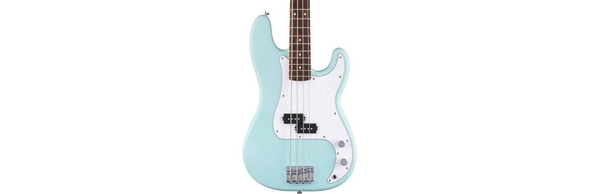 Squier by Fender Debut Collection Precision Bass klawiatura Laurel, biały bijak Daphne Blue