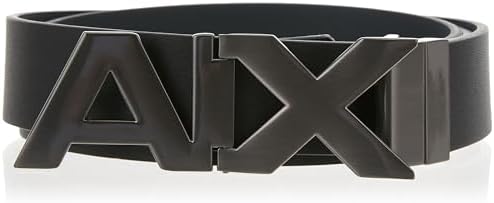 Armani Exchange Men's Leather Wide Logo Belt Buckle