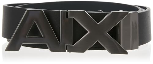 Armani Exchange Men's Leather Wide Logo Belt Buckle2