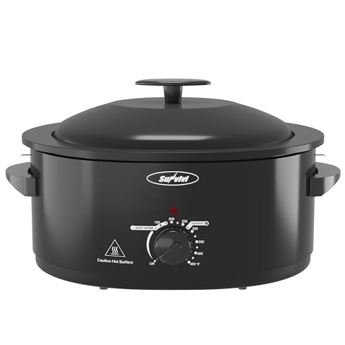 Image of Sunvivi Electric Roaster Oven for Small Families, 8QT Portable Roaster with Self-Basting Lid Defrost & Keep Warm, Adjustable Temp 150F-450F for Baking, Slow Cooking, Buffet Serving & RV Camping