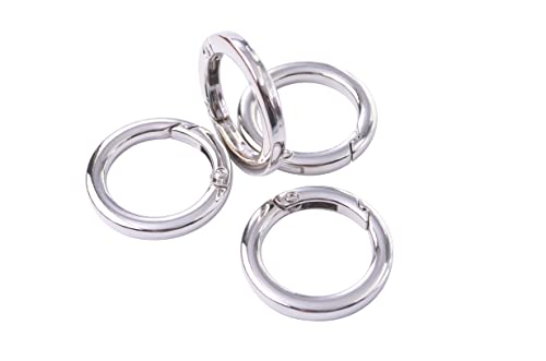 Image of 4pcs Round Carabiner Metal Spring Key Ring,Spring Snap Hooks Clip,Spring Keyring Buckle,Flat O Ring for Purses BBC40-20-Silver