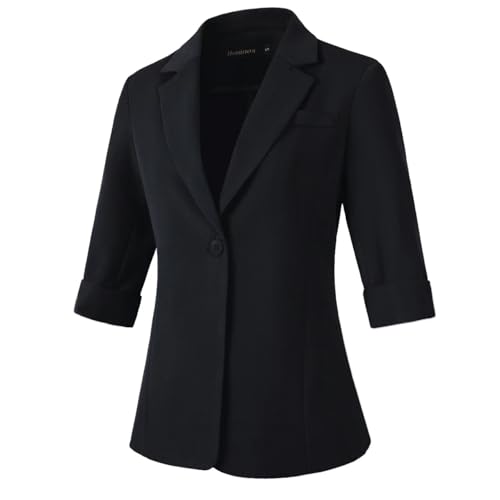 Beninos Womens 3/4 Sleeve Blazers Business Casual Solid Lightweight Suit Jacket Office Blazer2