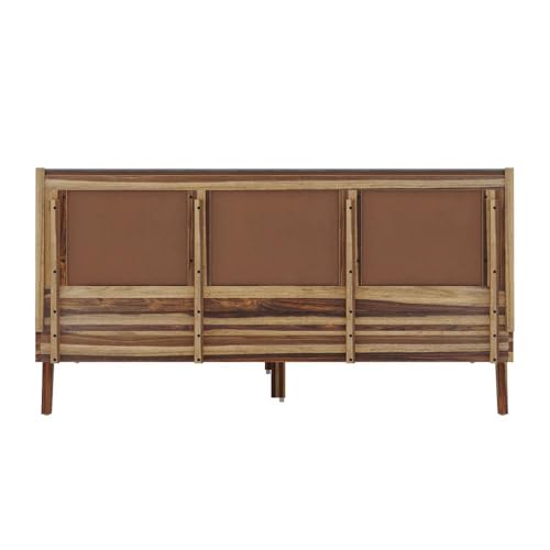 Image of Wakefit Bed | King (78x72) Sheesham Wood Bed Upholstered, Without Storage | 3 Year Warranty | Lynx - Burma Brown