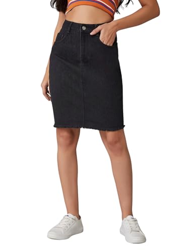 Image of Dolce Crudo Women's Flared High-Rise Stretchable Denim Maxi Skirt
