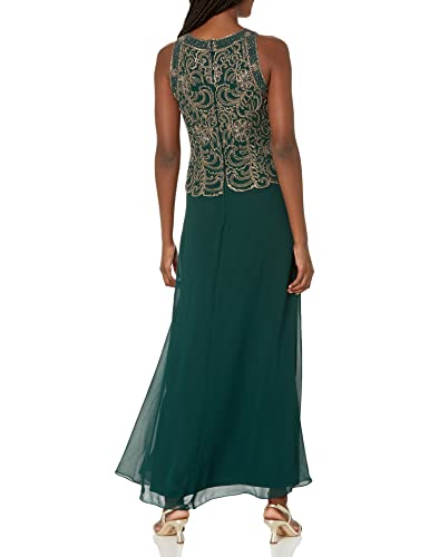 Image of J Kara Womens Petite Sleeveless Scallop Long Beaded Dress W /Scarf