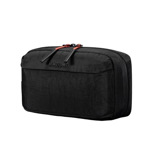 [Kingsons] 旅行必需品バッグ収納データ洗面用具、ビジネス超薄型耐久性ストレージ小物バッグ、防水デジタルストレージアクセサリー仕事旅行ストレージケアに適しています (KS25057-ブラック-JP)の商品画像（Amazon）