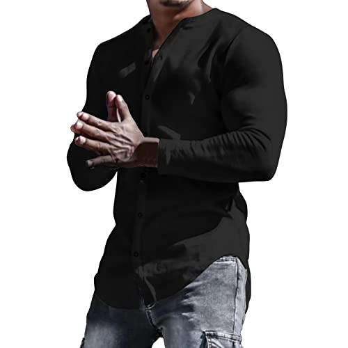 Chemise homme automne hiver manches longues coton uni confortable