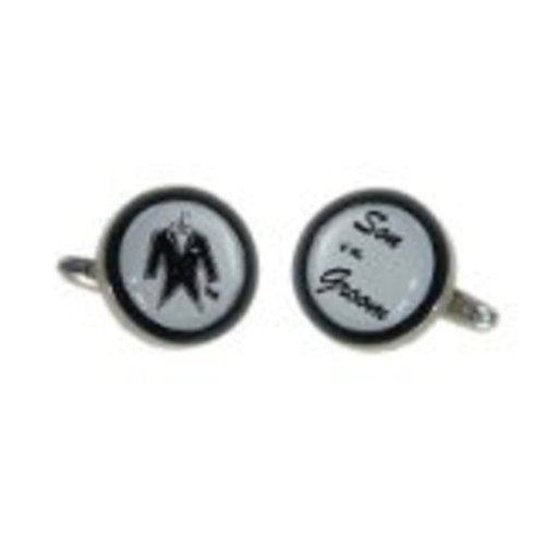 Mancuernillas para hombre redondas gris ceniza miniatura 1