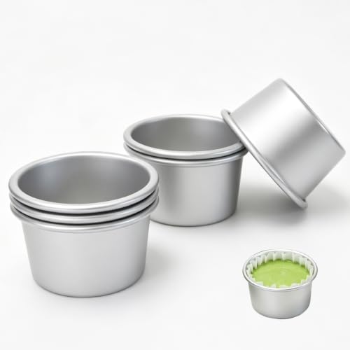 LoveDeal 3.3 Inch Tart Pan, Aluminum Deep Egg Tart Mold Flan Cups 6 Pieces