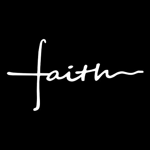 Image of Faith Script Sticker Decal Notebook Car Laptop 4 inch x 6 inch (White)