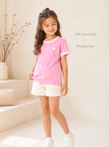 Image of Girls' Graphic Tees Summer Cute Tops Casual Short Sleeve Crew Neck T Shirts