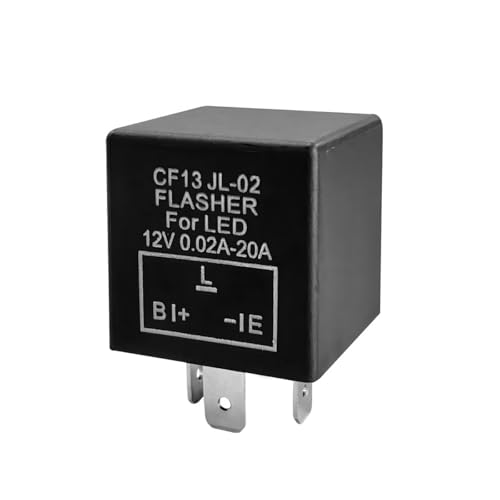 BWBWND CF13 LED Electronic Flasher Relay, 12V 3-Pin CF13 EP34 LED Turn Signal Flasher Relay, 0.02A-20A Car Light Bulb Relays for Led Light Bulbs Hyper Blink Flash Fix