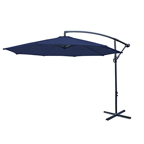 Image of Green Bay 3m Garden Banana Parasol Patio Sun Shade Shelter Blue