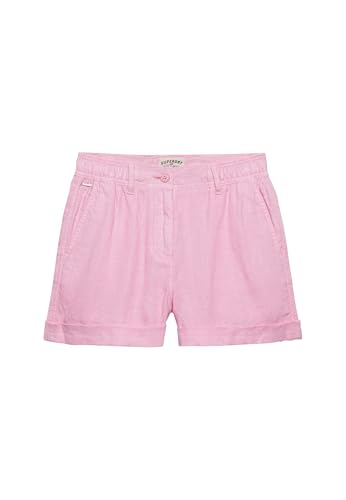 Superdry Mid Rise Linen Short Pantalones, City Pink, 26W Unisex Adulto