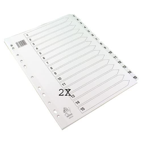 Image of A4 White 1-15 Mylar Index (Mylar Reinforced tabs and Holes for Durability) 2X