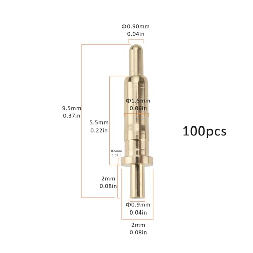 Be In Your Mind 100 Stück 9,5 mm Stromprüfspitzen, Pogo-Pins, Steckverbinder, 24 V Gleichstrom, 1,5 A, für Mobiltelefone, Kommunikation, Automobil