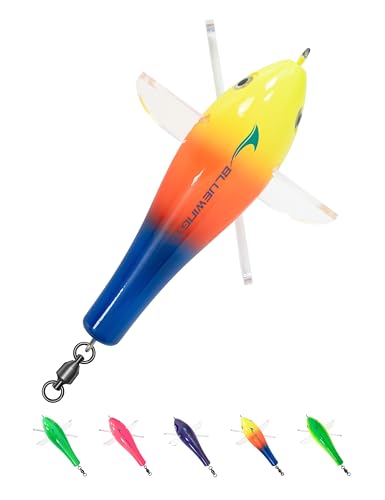 BLUEWING Deluxe Trolling Birds 650lbs Through Wire Fishing Teaser 7.28in Fish Lure for Tuna Marlin Mahi, Port-Rainbow, Only for Making Spreader Bars