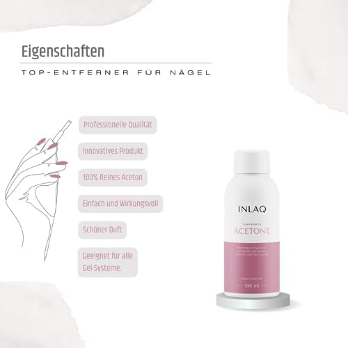 INLAQ® Aceton + Cleaner | Zmywacz i Odtłuszczacz do Paznokci Hybrydowych | 100 ml